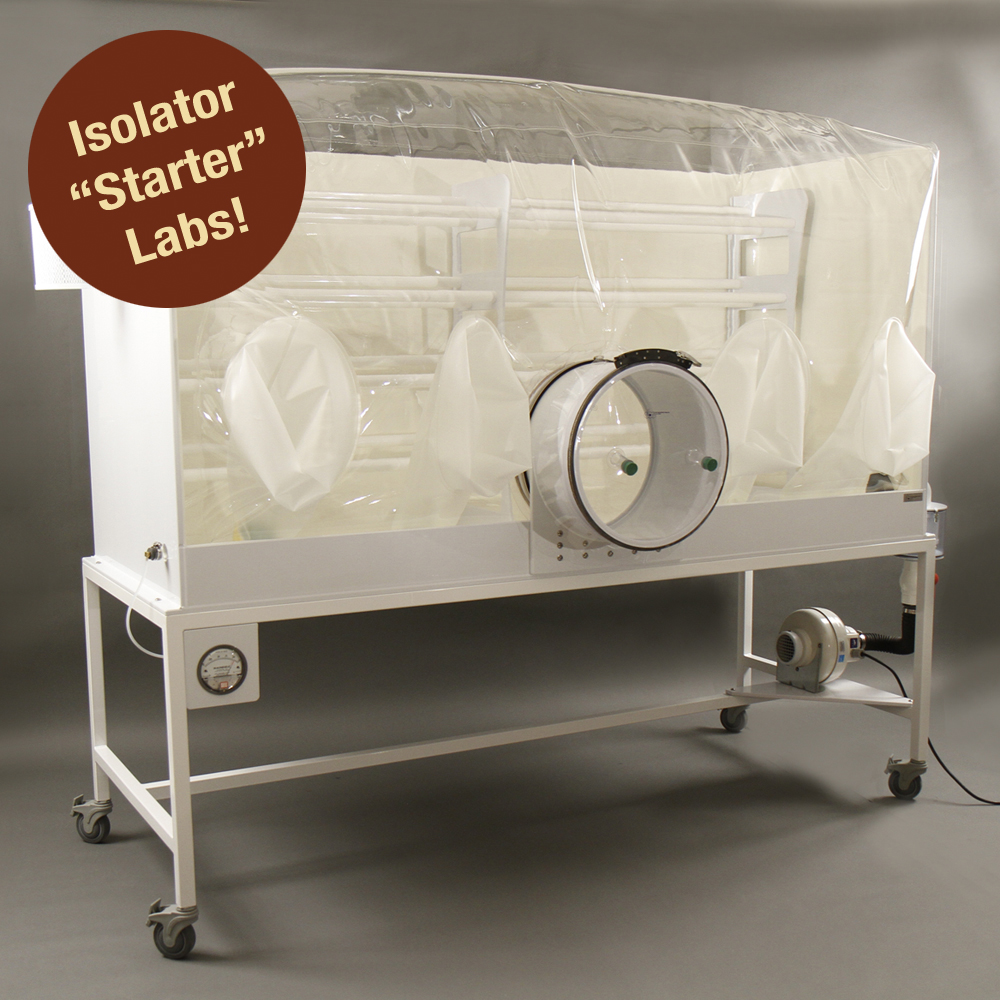 CBC 32- or 50-cage germ-free, gnotobiotic breeder isolator starter lab with polypropylene holding box.