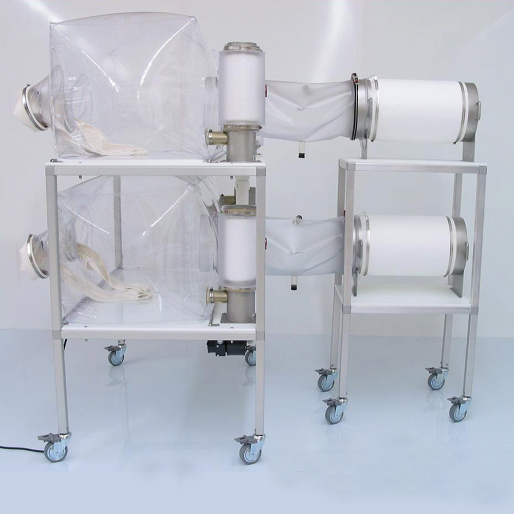 Stainless Steel Transfer Carts (Trolleys) with table clamps to secure CBC sterilizing cylinders in place and prevent accidents