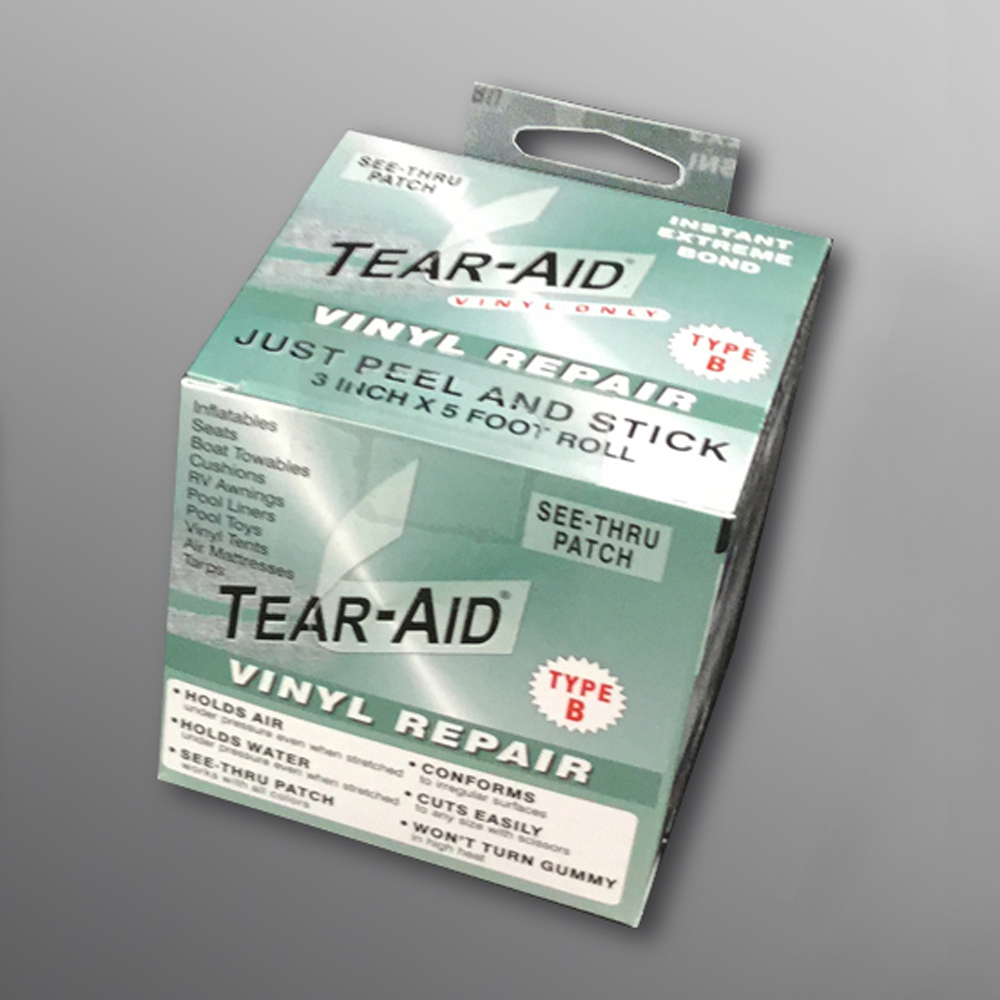 Tear-Aid for minor flexible film canopy and glove repairs.