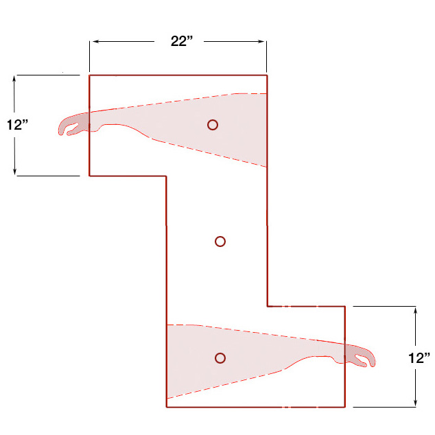 2-Tier Z-shaped transfer sleeve comes with (2) built-in glove sleeves.